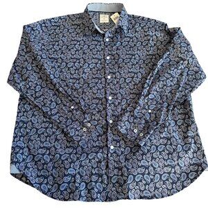 Society of Threads Men's XXL Slim Blue Paisley Long Sleeve Button Down Shirt NWT
